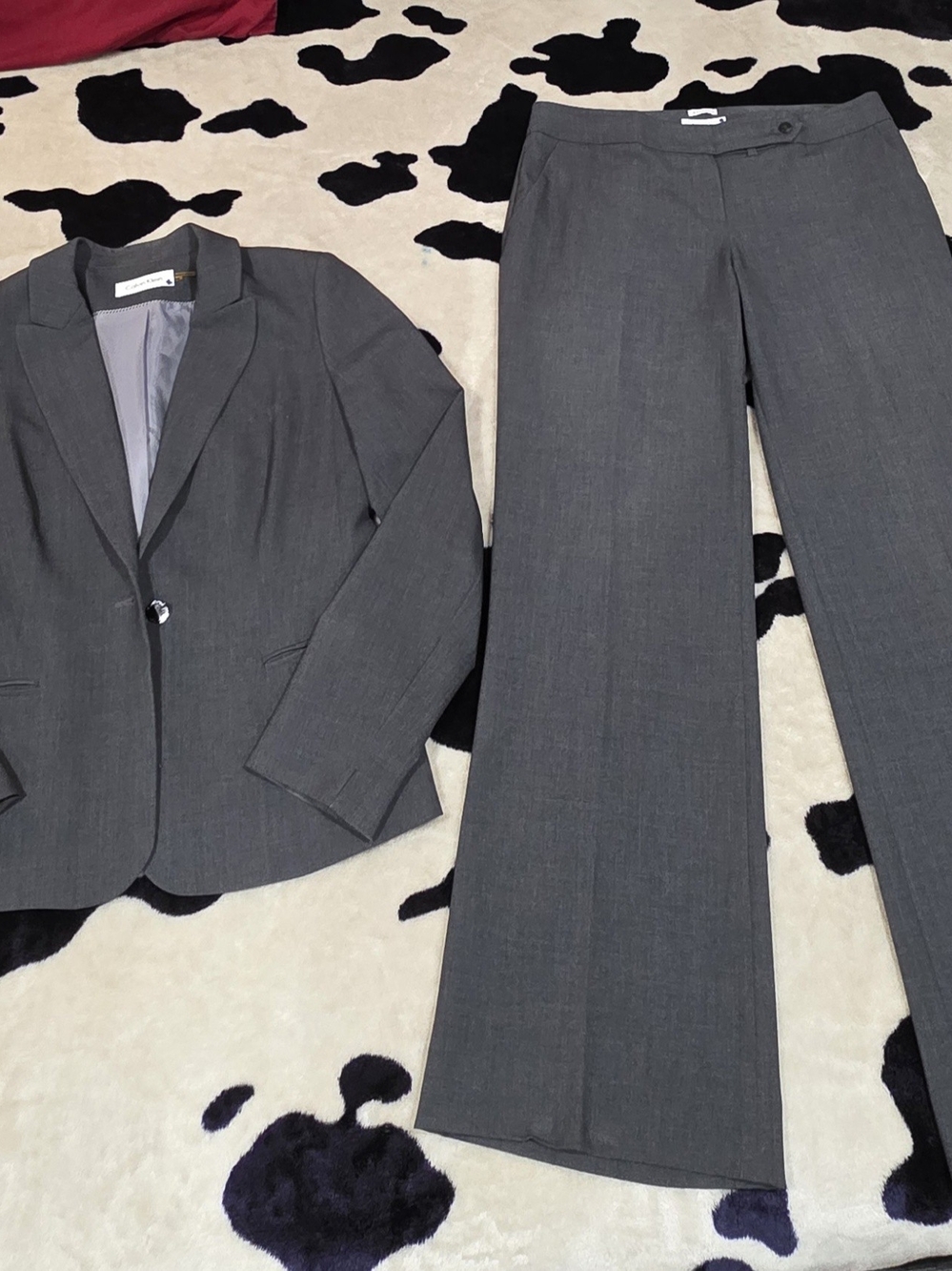 Calvin Klein Women's Gray Blazer and Wide-Leg Pants
